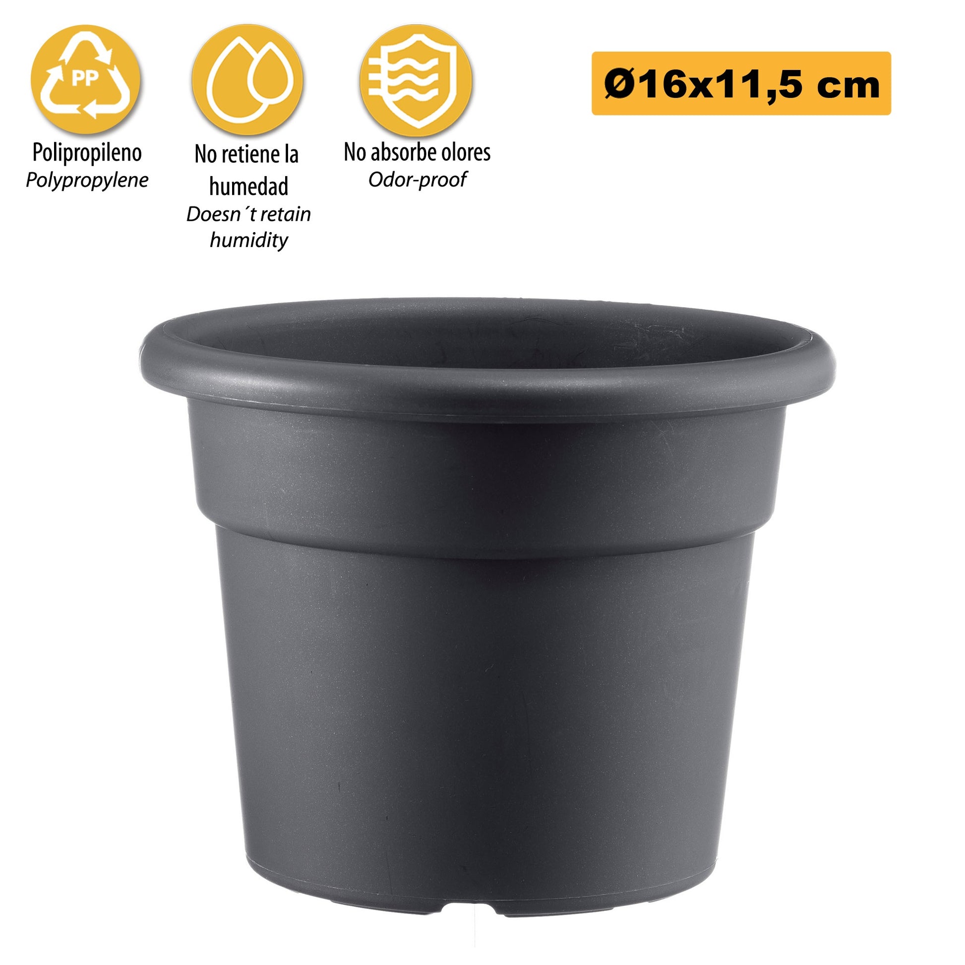 Maceta Cilíndrica Ø 16 Cm Antracita_2