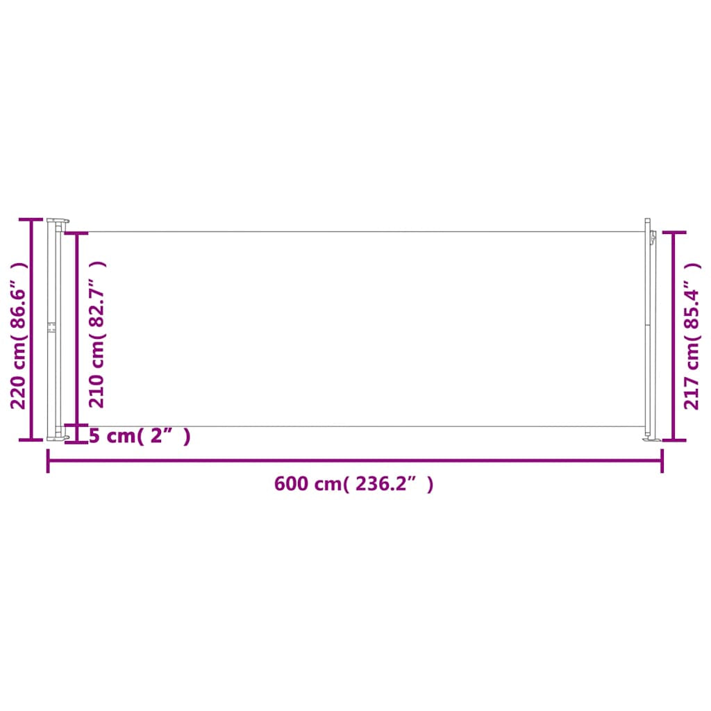 Vidaxl Toldo Lateral Retráctil Para Patio Gris 220x600 Cm_2