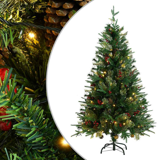 Vidaxl Árbol De Navidad Con Luces Y Piñas Pvc Con Pe Verde 150 Cm_0