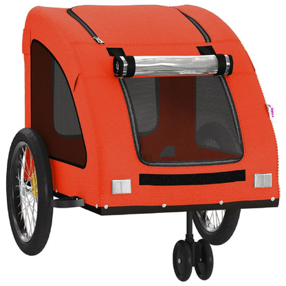 Remolque De Bicicleta Mascotas Hierro Tela Oxford Naranja Gris_4