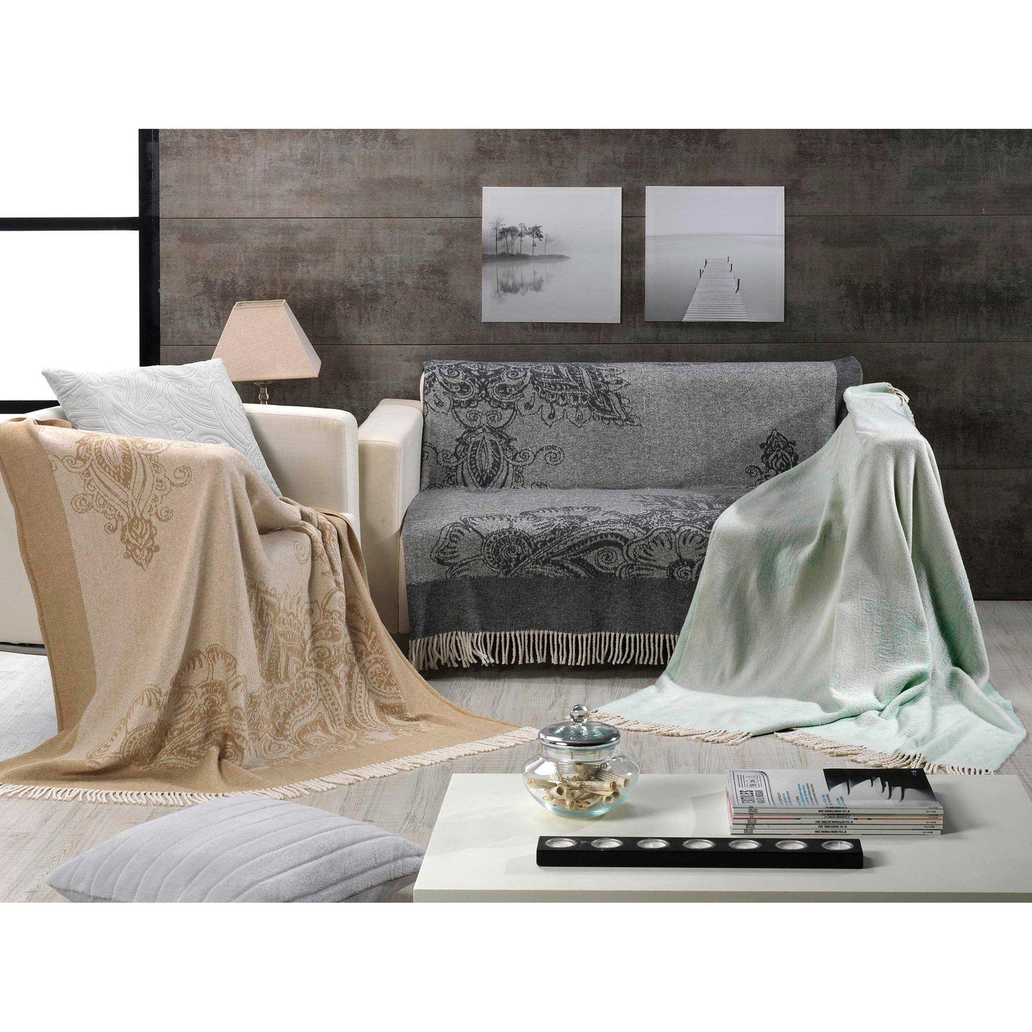 Cobertor xadrez cinzento 130x170cm