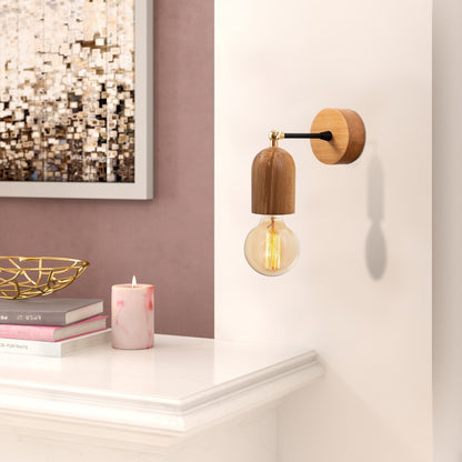 Aplique De Pared, Madera , Natural, 7x7x20, Casquillo E 27 Max 40 W_4