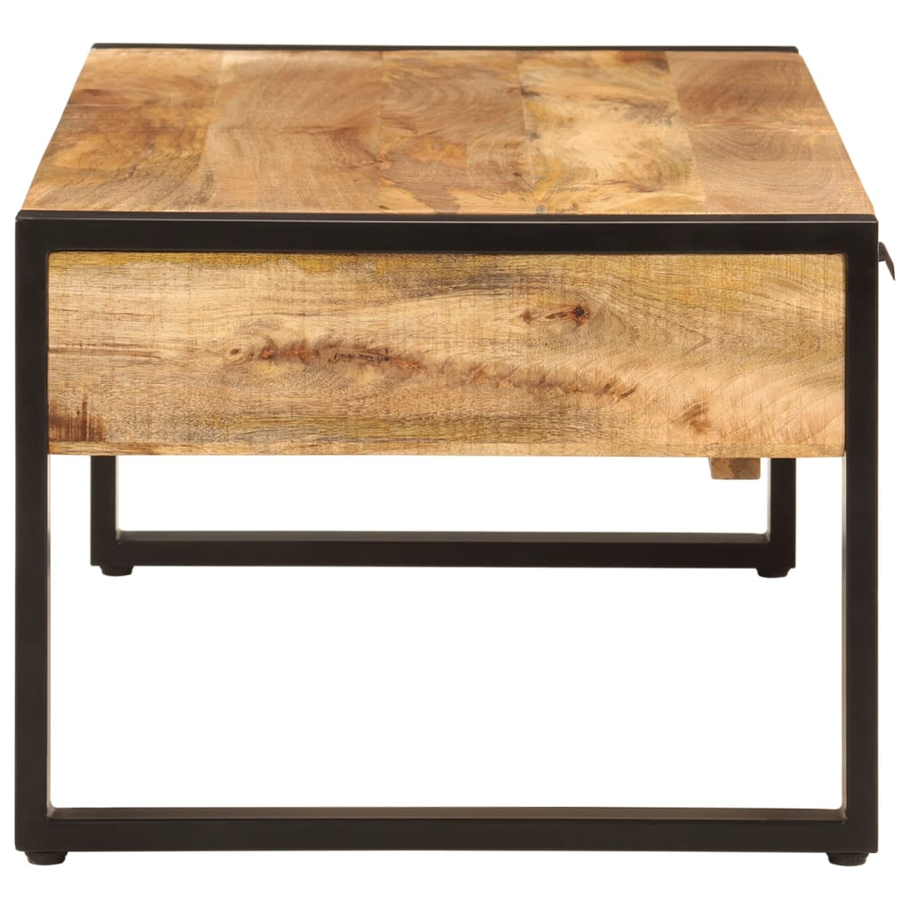 Mesa De Centro Hierro Y Madera Maciza De Mango 100x54x40 Cm_2
