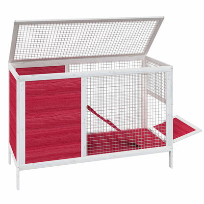 Conejera De Madera Maciza De Pino Roja 103x44x69,5 Cm_3