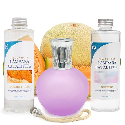 Pack Ahorro Lámpara Catalítica Fucsia Mate + Fragancia Waikiki Melon 200ml + Limpiador Neutro 200ml + Mecha Repuesto_0