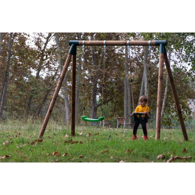 Columpio Doble De Madera Redonda Masgames Kadi L + Asiento Bebe._3