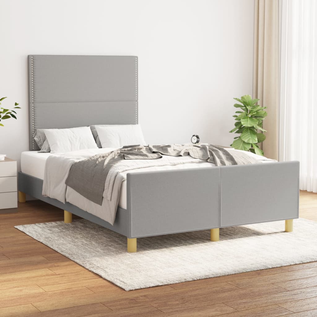 Estructura De Cama Con Cabecero De Tela Gris Claro 120x200 Cm / Vetonek_2