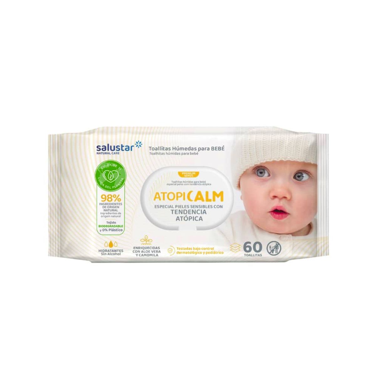 Toallitas infantiles pieles atópicas Salustar 60 uds