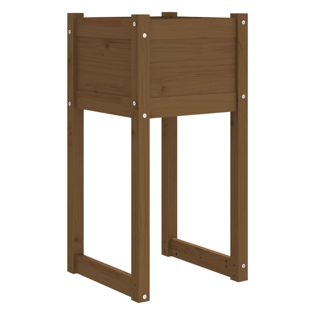 Jardinera 2 Uds Madera Maciza De Pino Marrón Miel 40x40x81 Cm_3