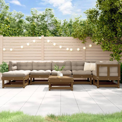 Vidaxl Juego Muebles De Jardín 8 Pzas Madera Maciza Pino Marrón Miel_1
