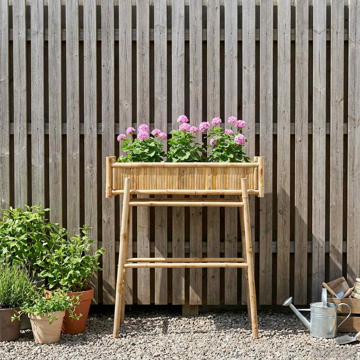 Jardín Macetero Con Soporte Natural 100 X 38 X 114 Cm Bambú_2