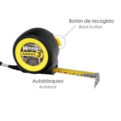 Flexometro Sistema Autolock Con Freno Automatico Longitud 3 Metros Ancho Cinta 16 Mm. Magnetico. Cinta Metrica Freno Automatico_1