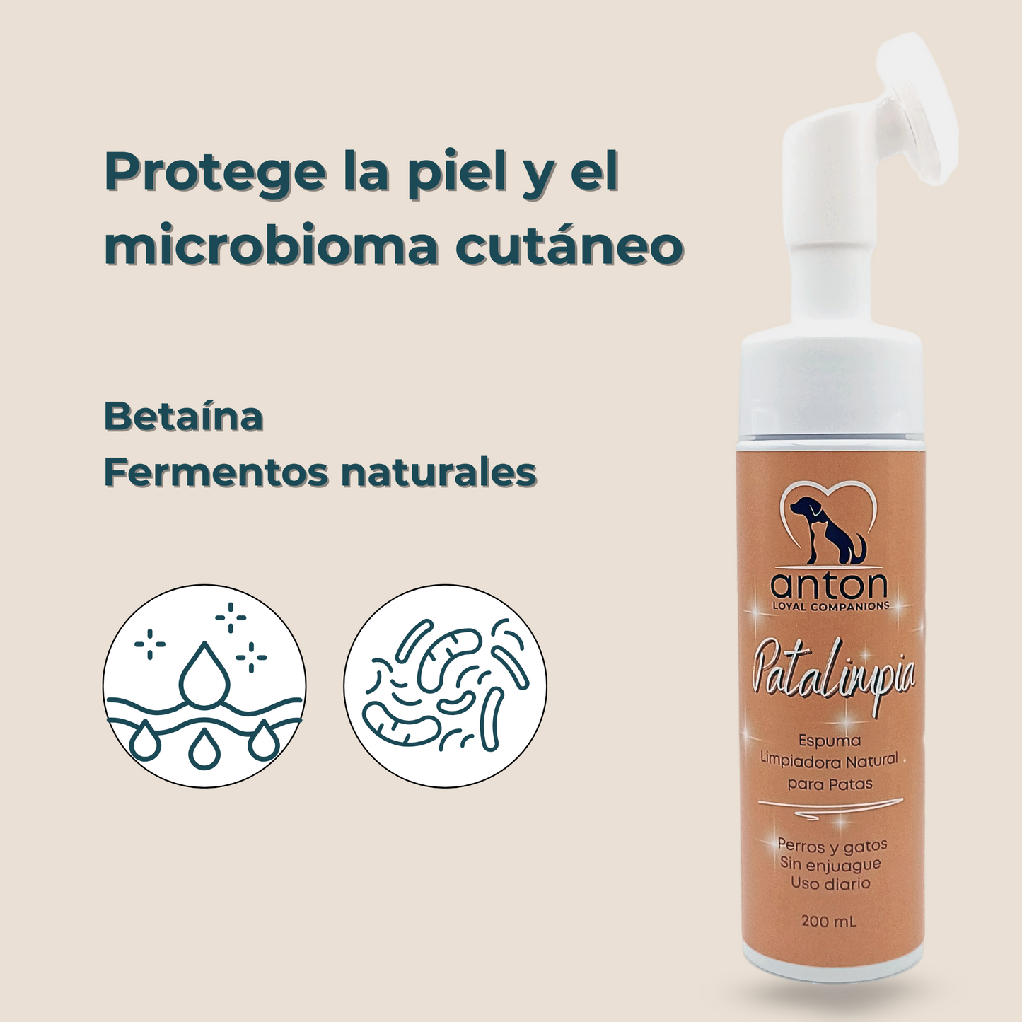 Espuma limpiadora natural para perros y gatos – Limpieza de patas 200 ml