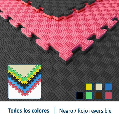 Artatami® Tatami Puzzle 1x1x20 mm Rojo - Negro Pack Ahorro【20 Unidades】Gimnasios - Fitness - Pilates - Yoga_1