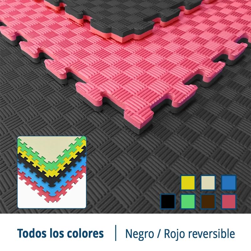 Artatami® Tatami Puzzle 1x1x20 mm Rojo - Negro Pack Ahorro【12 Unidades】Gimnasios - Fitness - Pilates - Yoga_1