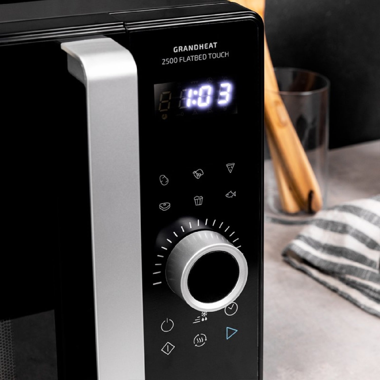 Microondas Sin Plato Digital Grandheat 2500 Flatbed Touch Black. 800 W, Capacidad 25 L, Panel De Control Táctil, 8 Funciones Preconfiguradas, Tempor_1