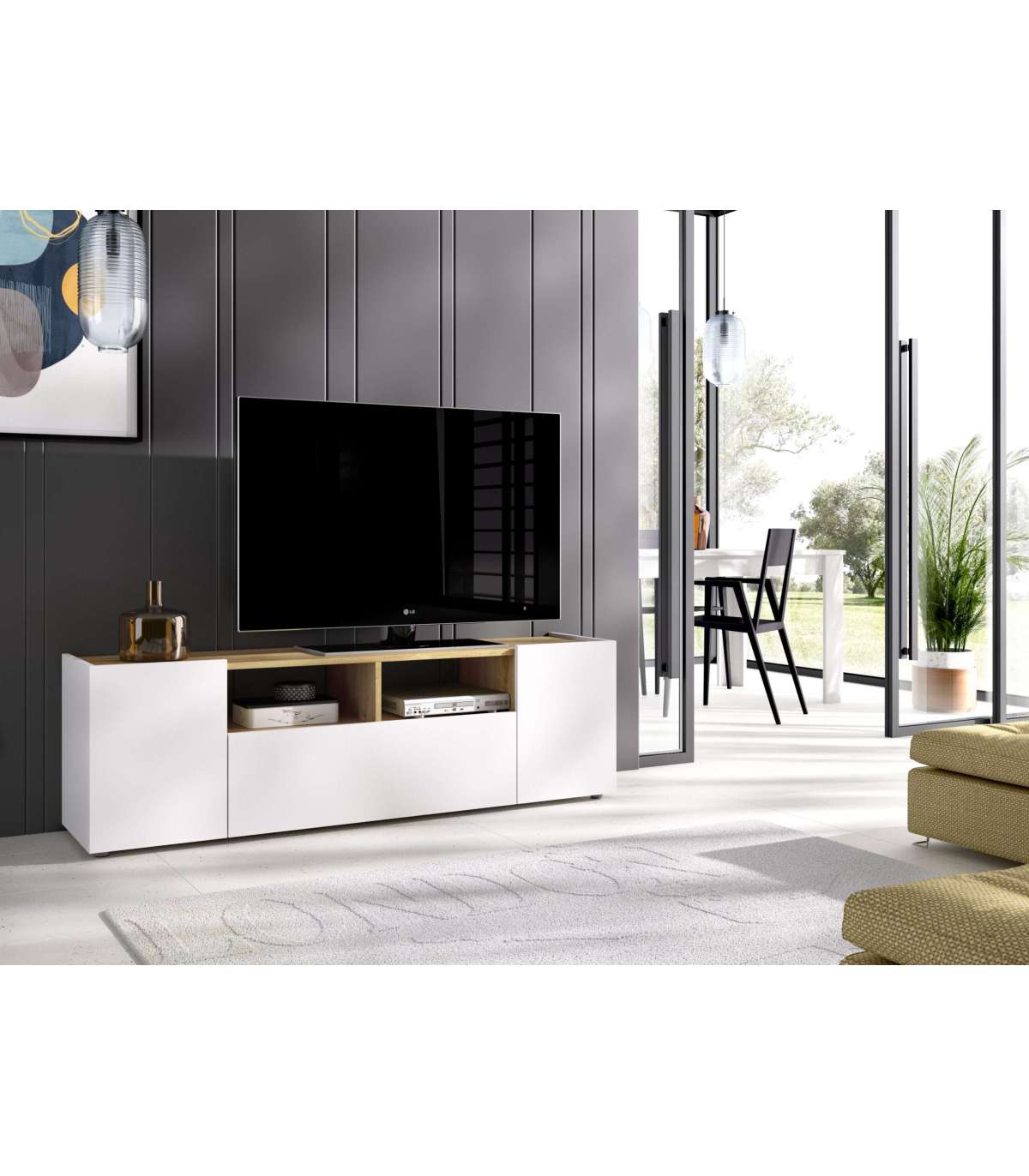 Mueble De Televisión Lun En Blanco-nordicl 47 Cm(alto)155 Cm(ancho)43 Cm(fondo)_0