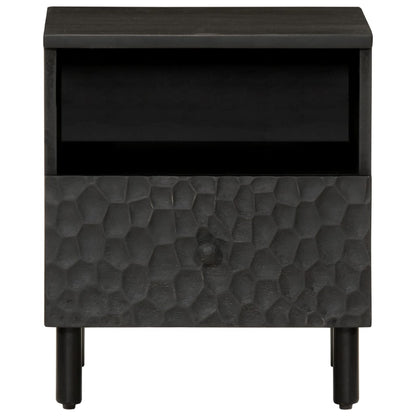 Mesita De Noche De Madera Maciza De Mango Negra 40x33x46 Cm_1