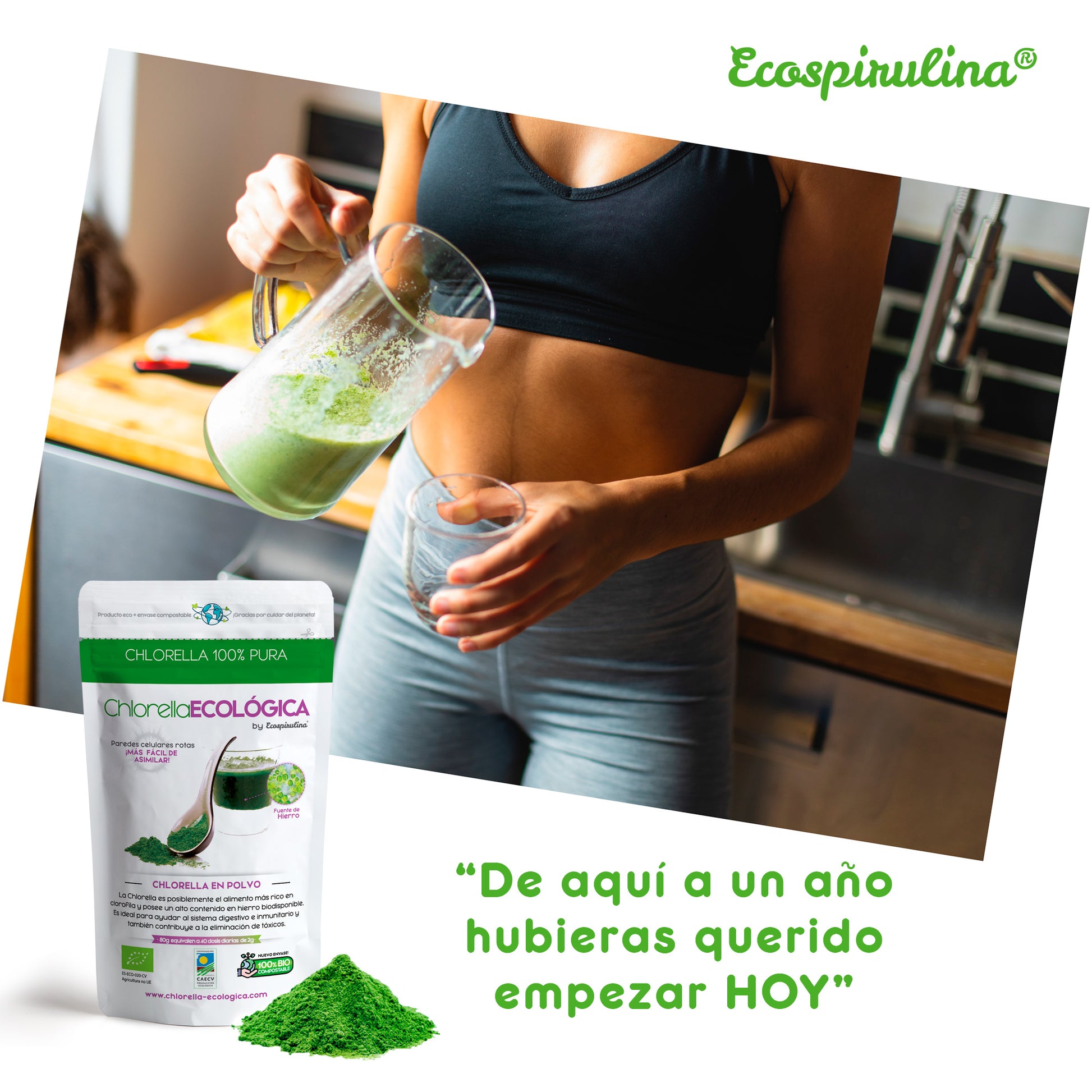 Chlorella Ecológica En Polvo De Pared Celular Rota Ecospirulina 80 G_2