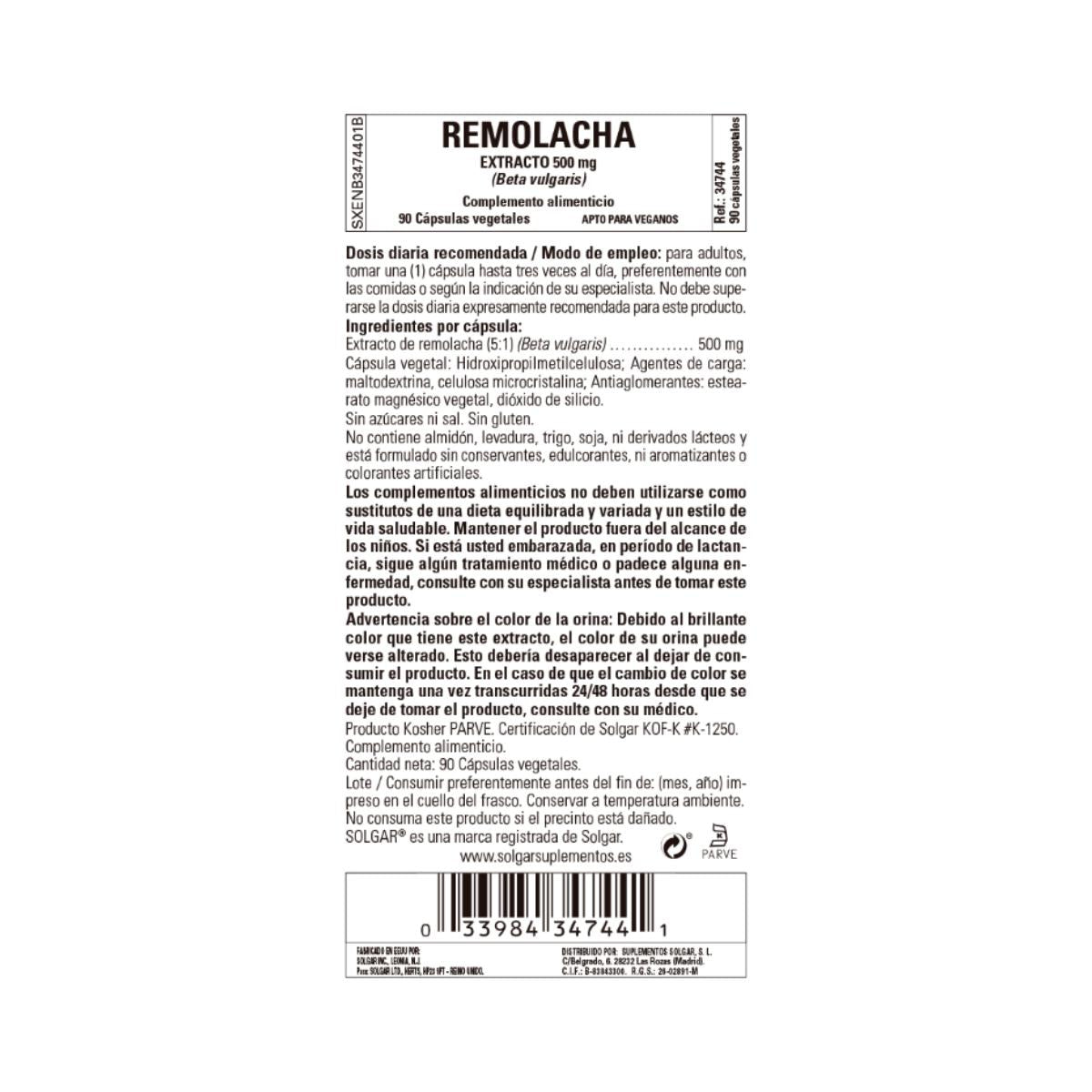 Extrato de beterraba, 90 cápsulas de 500mg (500mg)