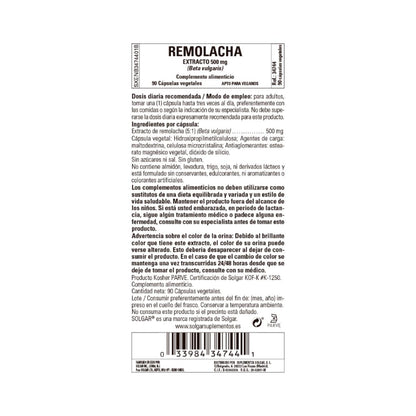 Extrato de beterraba, 90 cápsulas de 500mg (500mg)