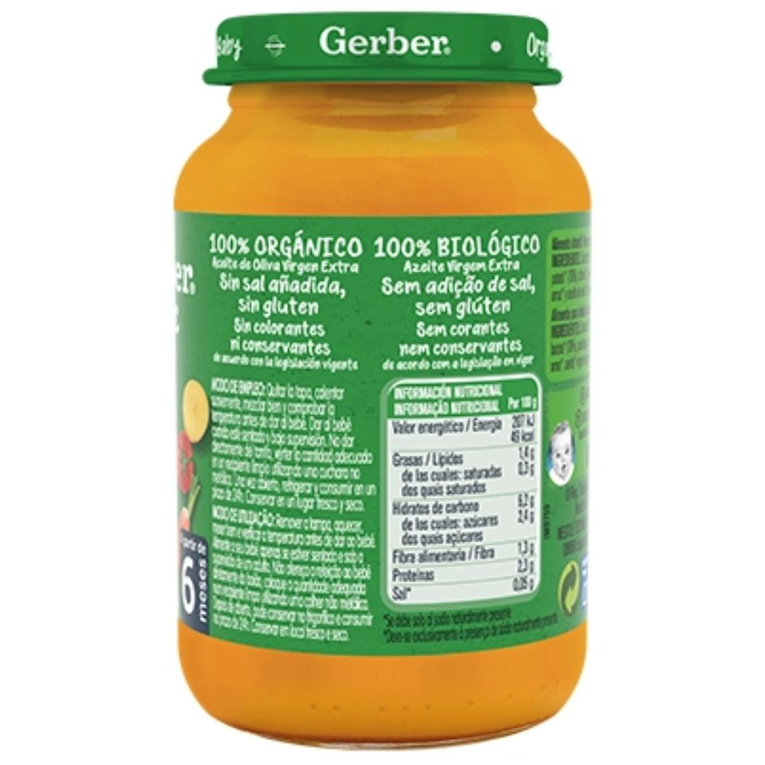Puré de bebé biológico Gerber com cenoura, tomate e peru 190g