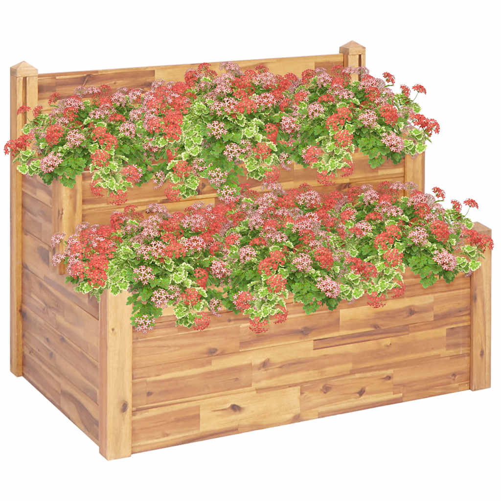 Jardinera De 2 Niveles Madera Maciza De Acacia 110x75x84 Cm_1