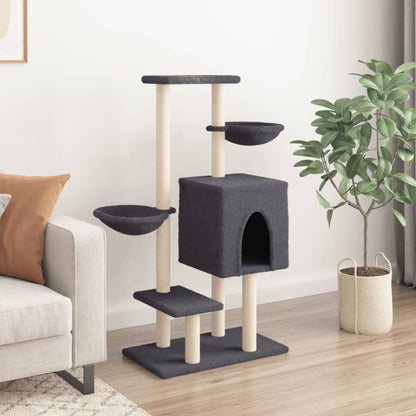 Rascador Para Gatos Con Postes De Sisal Gris Oscuro 117 Cm_2