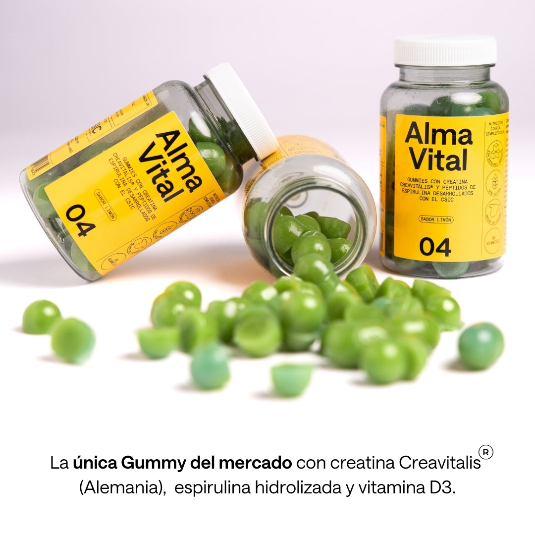 Alma® Creatina 60 Gominolas Alma Vital Creavitalis® Con Vitamina D3 Y Espirulina | 99,9% Pureza, Veganas Y Sabor Limón_2