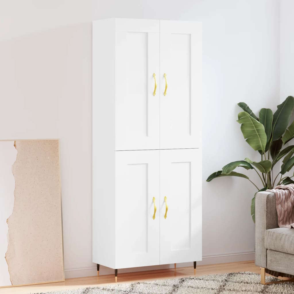 Aparador Alto Madera Contrachapada Blanco 69,5x34x180 Cm_0