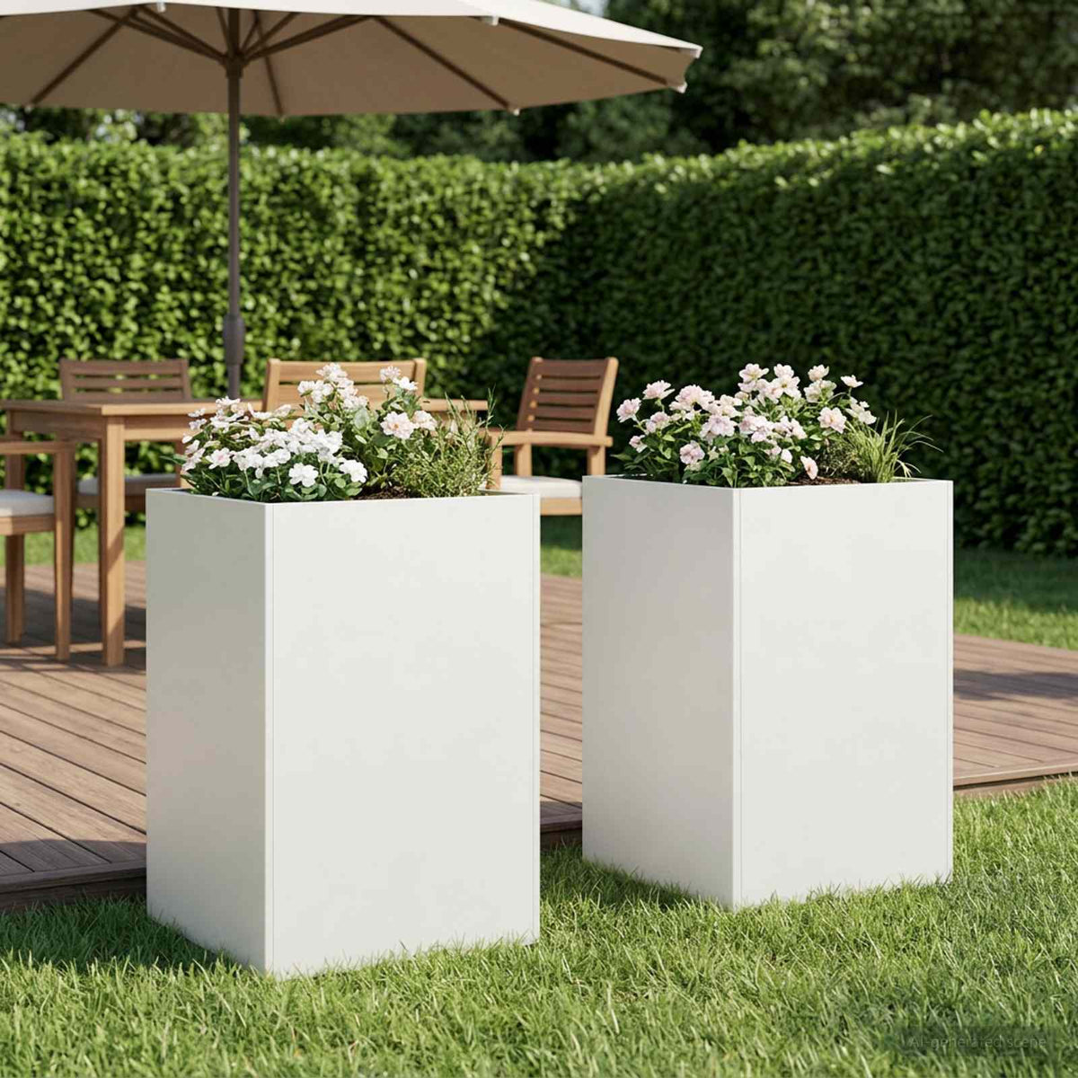 Macetero De Jardín 2 Uds. Blanco 50 X 50 X 75 Cm_1