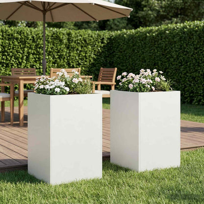 Macetero De Jardín 2 Uds. Blanco 50 X 50 X 75 Cm_1