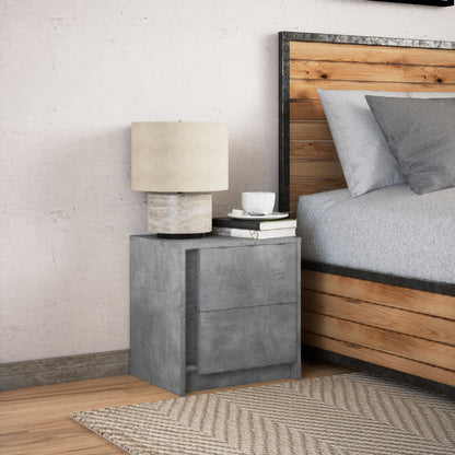 Mesita De Noche Con Luces Led Madera Ingeniería Gris Hormigón_2