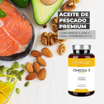 Complexo Ómega 3 2000mg + Vit E e D3 DHA EPA Nutralie 60 Cápsulas Softgel