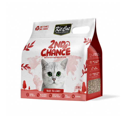 Kit de areia para gatos 2nd Chance Eco - Chá preto 2,5 kg Folhas de chá preto, ervilha e mandioca