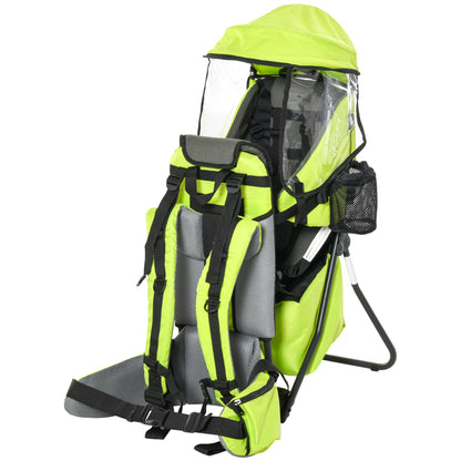 Homcom Mochila Portabebés Plegable Con Techo Impermeable Para 6-36 Meses Verde_0