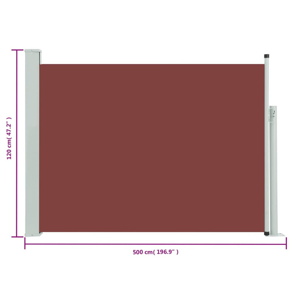 Vidaxl Toldo Lateral Retráctil De Jardín Marrón 117x500 Cm_2