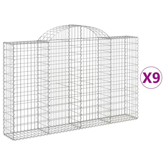 Cestas De Gaviones 9 Uds Forma De Arco Hierro 200x30x120/140 Cm_0