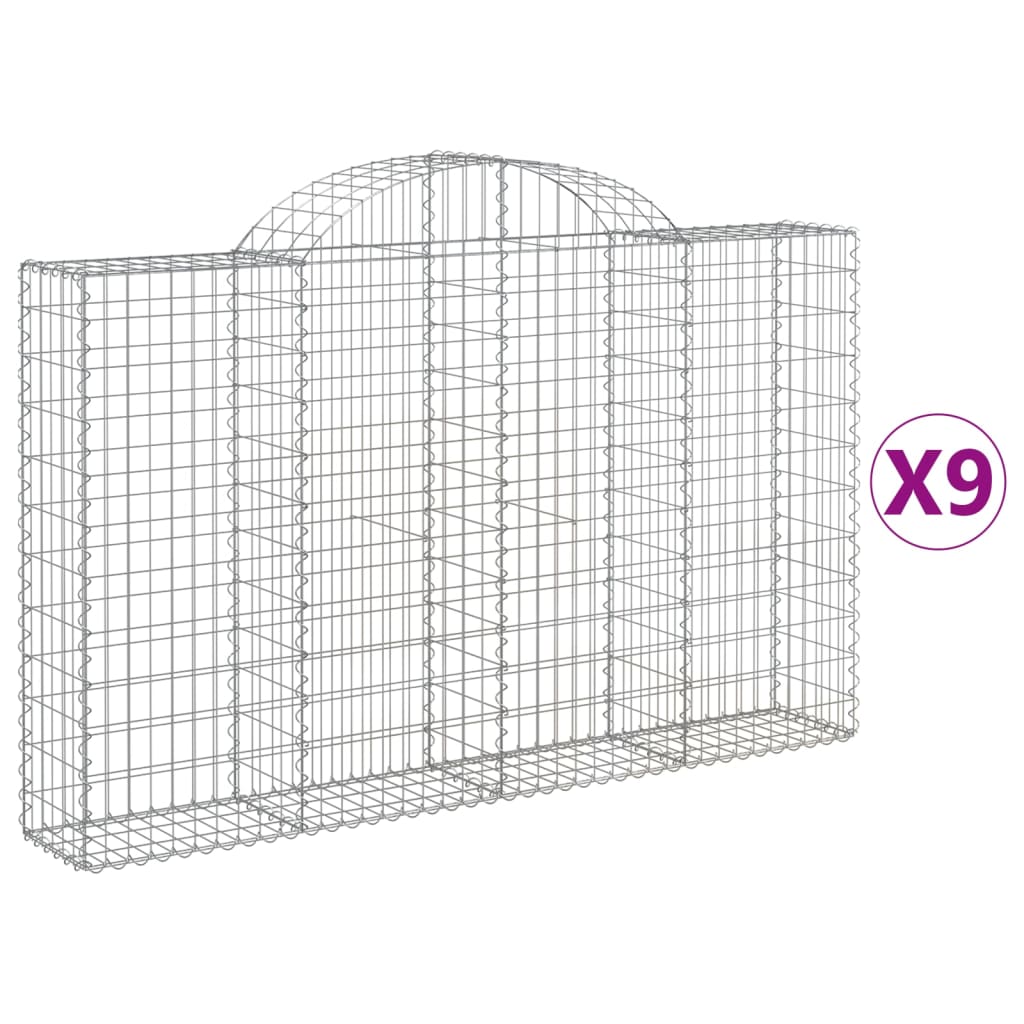Cestas De Gaviones 9 Uds Forma De Arco Hierro 200x30x120/140 Cm_0