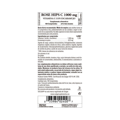 Vitamina C de Rosa Mosqueta com Rosa Mosqueta 1000 mg, 100 comprimidos de 1000 mg