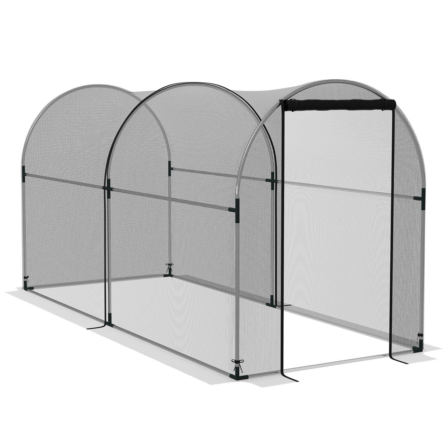 Outsunny Jaula De Protección Con Soportes Puerta 120x300x146 Cm Negro_0