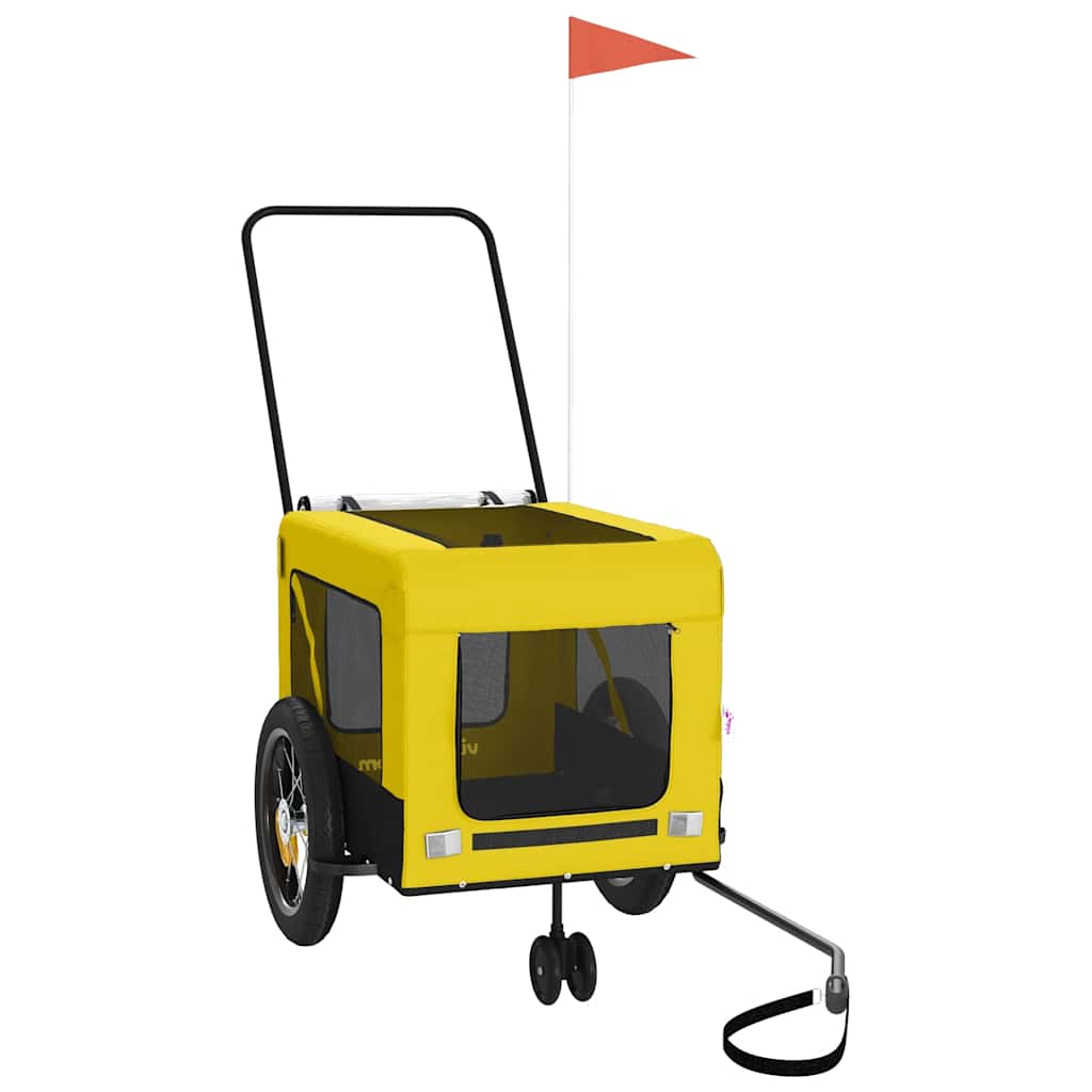 Remolque Bicicleta Mascotas Hierro Tela Oxford Amarillo Negro_3