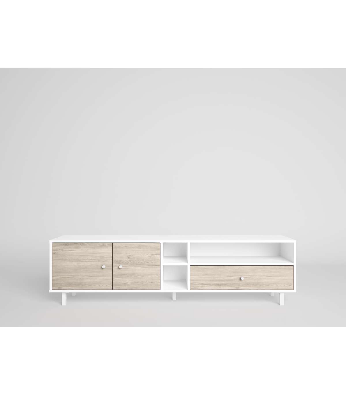 Mueble Para Televisión Modelo Rolan 2 Puertas 1 Cajón Acabado Blanco/sahara, 180cm(ancho_1