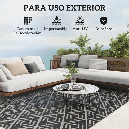 Outsunny Alfombra De Exterior 182x274 Cm Con Patrón Geométrico De Rombos_5