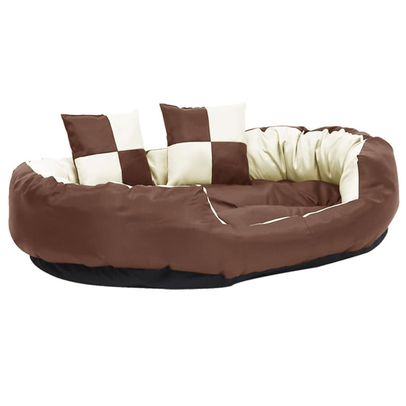 Vidaxl Cojín Para Perro Reversible Y Lavable Marrón Crema 110x80x23 Cm_5