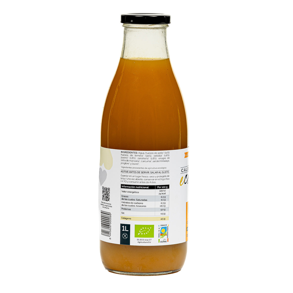 Caldo de osso biológico com vegetais, curcuma e gengibre Ecolagen 1L