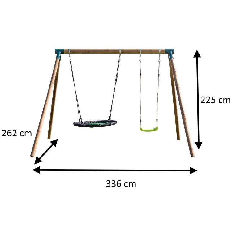 Columpio Doble De Madera Redonda Masgames Doble Plus Xl._2