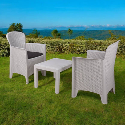Well Home - Set De Jardín 'akita' Mesa Y 2 Sillas Blanco Ideal Para Terrazas_3