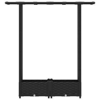 Cama Elevada Con Trellis Y Techo Negro 122,5 X 40 X 121 Cm Pp_3