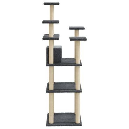 Vidaxl Rascador Para Gatos Con Postes De Sisal Gris Oscuro 171 Cm_5